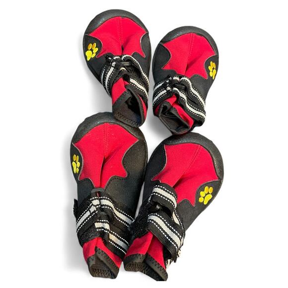 SGSPET Dog Pup Shoes Sz 8 Waterproof Boots Paw Protectors Anti-Slip Sole Red Set - Picture 3 of 9